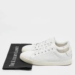مملوكة مسبقًا Burberry White Leather Albridge Low Top Sneakers Size 38.5