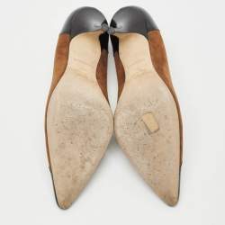 Burberry Brown/Black Suede and Leather Pointed Toe Pumps Size 40.5