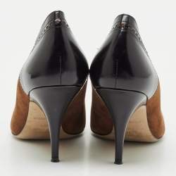 Burberry Brown/Black Suede and Leather Pointed Toe Pumps Size 40.5