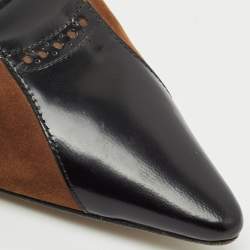 Burberry Brown/Black Suede and Leather Pointed Toe Pumps Size 40.5
