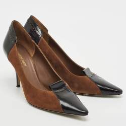 Burberry Brown/Black Suede and Leather Pointed Toe Pumps Size 40.5