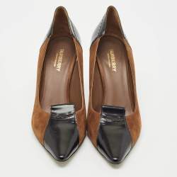 Burberry Brown/Black Suede and Leather Pointed Toe Pumps Size 40.5