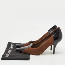 Burberry Brown/Black Suede and Leather Pointed Toe Pumps Size 40.5