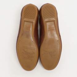 Burberry Brown/Beige Leather and Nova Check Canvas Low Top Sneakers Size 36