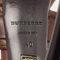 Burberry Brown Leather Aviator Beatty Platform Sandals Size 40