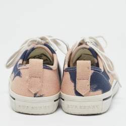 Burberry Blue/Pink Nova Check Canvas 'Westford' Lace Up Sneakers Size 38