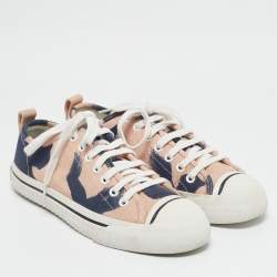 Burberry Blue/Pink Nova Check Canvas 'Westford' Lace Up Sneakers Size 38
