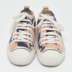 Burberry Blue/Pink Nova Check Canvas 'Westford' Lace Up Sneakers Size 38