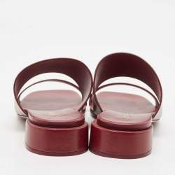 Burberry Burgundy Leather Flat Slides Size 40