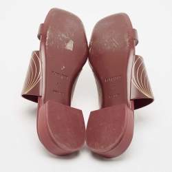 Burberry Burgundy Leather Flat Slides Size 40