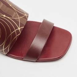 Burberry Burgundy Leather Flat Slides Size 40