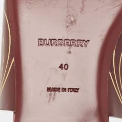 Burberry Burgundy Leather Flat Slides Size 40