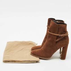 Burberry Brown Suede Block Heel Ankle Length Boots Size 39