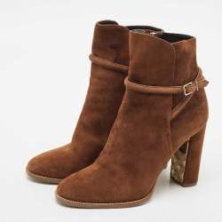 Burberry Brown Suede Block Heel Ankle Length Boots Size 39