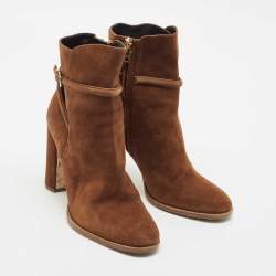 Burberry Brown Suede Block Heel Ankle Length Boots Size 39