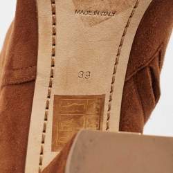 Burberry Brown Suede Block Heel Ankle Length Boots Size 39