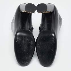 مملوكة مسبقًا Burberry Black Leather Equestrian Kennard Ankle Length Boots Size 39.5