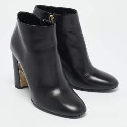 مملوكة مسبقًا Burberry Black Leather Equestrian Kennard Ankle Length Boots Size 39.5