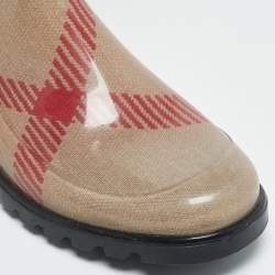 Burberry Beige House Check Rubber Rain Boots Size 39