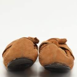 Burberry Brown Suede Scrunch Ballet Flats Size 40
