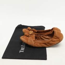 Burberry Brown Suede Scrunch Ballet Flats Size 40