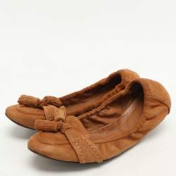 Burberry Brown Suede Scrunch Ballet Flats Size 40