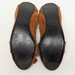 Burberry Brown Suede Scrunch Ballet Flats Size 40