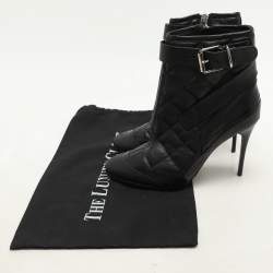 Burberry Black Quilted Leather Brit Beverly Ankle Booties Size 37