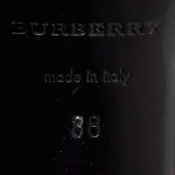 Pre Owned Burberry Burgundy/Beige Patent Leather and Check PVC Slingback Sandals Size 38