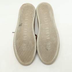 مملوكة مسبقًا Burberry Brown/Beige Leather and Nova Check Canvas Low Top Sneakers Size 38