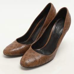 Burberry Brown Leather Laser Cut Pumps Size 39