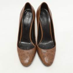 Burberry Brown Leather Laser Cut Pumps Size 39