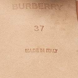 Burberry Beige/Tan Canvas and Leather Honour Slide Sandals Size 37