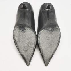 Pre Owned Burberry Black Leather Madelina TB Logo Pointed Toe Pumps Size 37