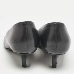 Pre Owned Burberry Black Leather Madelina TB Logo Pointed Toe Pumps Size 37