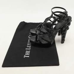 Burberry Black Leather Maison Studded Heel Ankle Strap Sandals Size 37