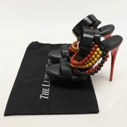 Burberry Prorsum Black T Strap Beaded Platform Sandals Size 37