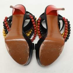 Burberry Prorsum Black T Strap Beaded Platform Sandals Size 37