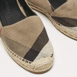 Burberry Brown House Check Canvas Espadrille Flats Size 41