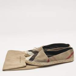 Burberry Brown House Check Canvas Espadrille Flats Size 41