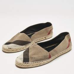 Burberry Brown House Check Canvas Espadrille Flats Size 41