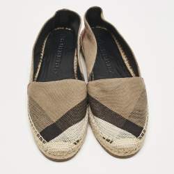 Burberry Brown House Check Canvas Espadrille Flats Size 41