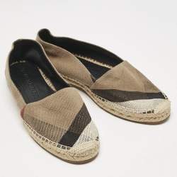 Burberry Brown House Check Canvas Espadrille Flats Size 41