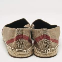 Burberry Brown House Check Canvas Espadrille Flats Size 41