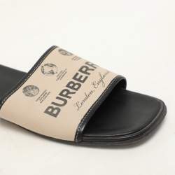 Burberry Beige Canvas Carolyn Logo Flat Slide Sandals Size 39