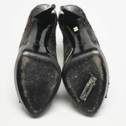Burberry Black Laser Cut Leather Caythorpe Ankle Booties Size 39