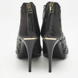 Burberry Black Laser Cut Leather Caythorpe Ankle Booties Size 39