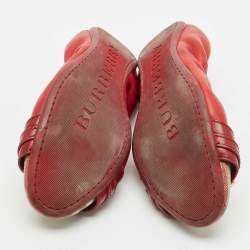 Burberry Tricolor Leather and House Check Canvas Buckle Detail Scrunch Ballet Flats Size 38