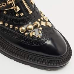 Burberry Black Studded Leather Everdon Ankle Boots Size 39