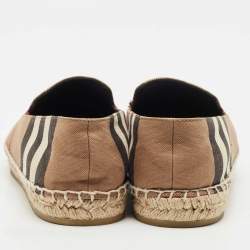 Burberry Brown/Beige House Check Canvas Espadrille Flats Size 37